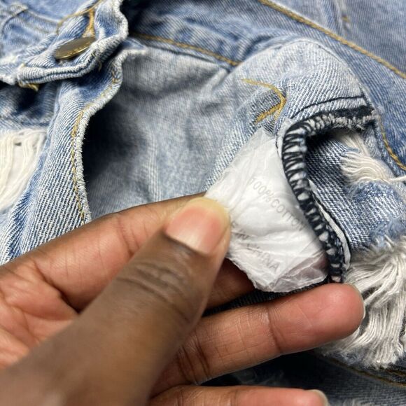 Carmar Womens Distressed Denim Jean Jacket Blue Street Layer Button Front XS - Picture 8 of 10